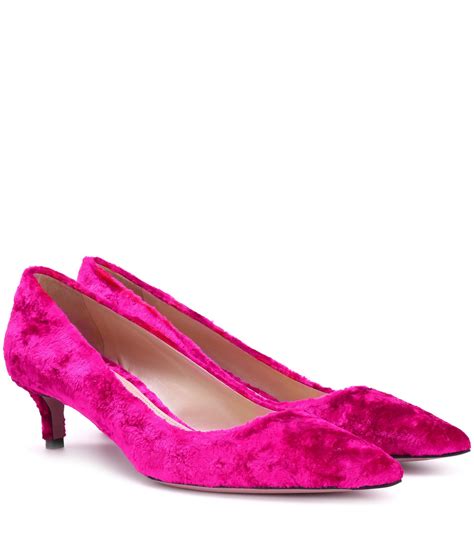 prada hot pink heels|Prada kitten heel pumps.